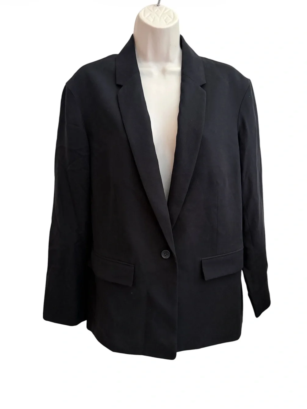 Everlane Black Lyocell One Button Blazer Jacket Women's Size 4 Minimalist